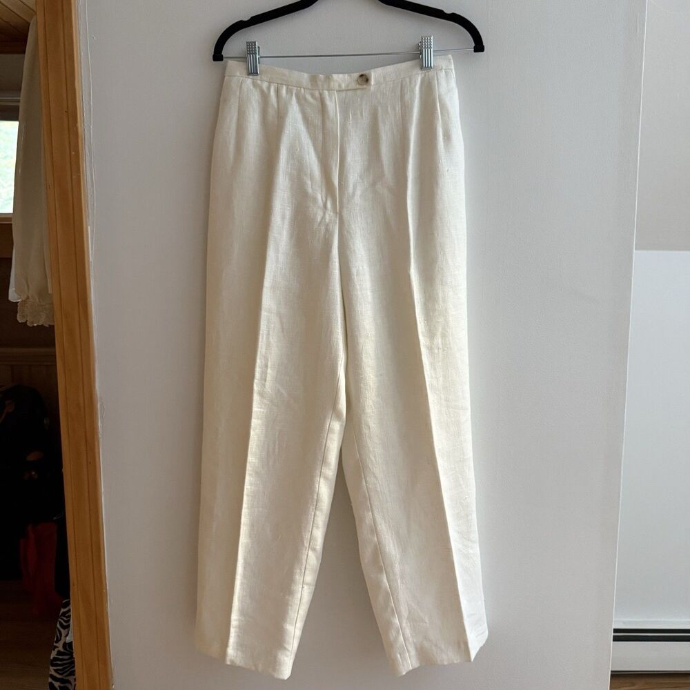 Harve Benard Pants Womens Size 10 Petite Fully Lined 100% Linen Pleated Front